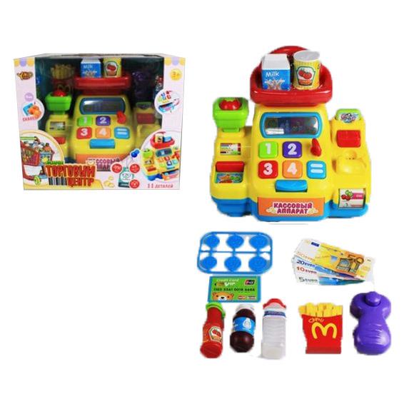 Кассовый аппарат Yako Toys, со сканером и набором продуктов 9 предметов - M6886