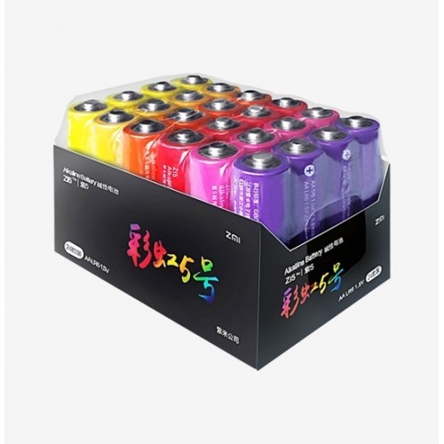Батарейки алкалиновые Xiaomi (Mi) ZMI Rainbow ZI5 типа AA (уп 24шт.) (AA524)