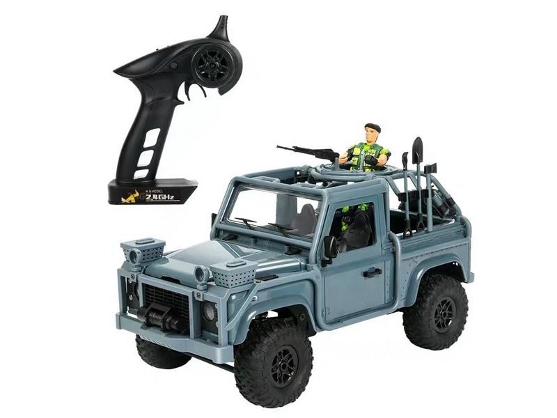 Радиоуправляемая машина MN MODEL пикап Land Rover Defender спецназ (синий) RTR 4WD масштаб 1:12 2.4G - MN-96B