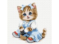 Картина по номерам Molly Кошечка с корзинкой 20х20 (14 цветов) - KH0461