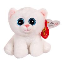 Мягкая игрушка ABtoys Котенок белый с голубыми глазками, 15 см - M0010