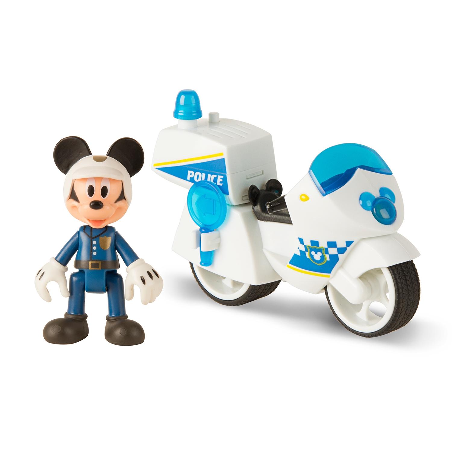 Игровой набор Disney Микки и весёлые гонки Полицейский байк (8 см, свет, звук) - 182349