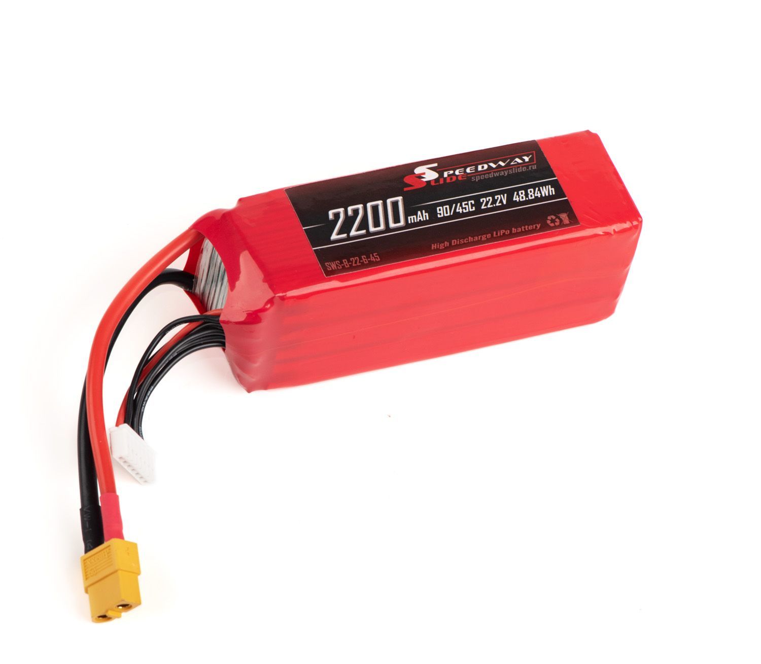 Аккумулятор Speedway Slide Li-Po 2200mAh 6S 22.2V 45C softcase XT60 - SWS-B-22-6-45