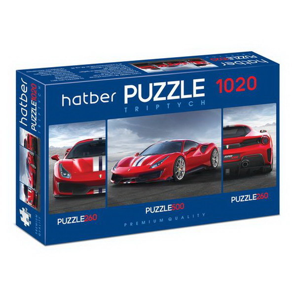 Пазл Hatber *Premium* 260+500+260 элементов TRIPTYCH *3 картинки в 1 коробке*Super car - 1020ПЗ2-20413
