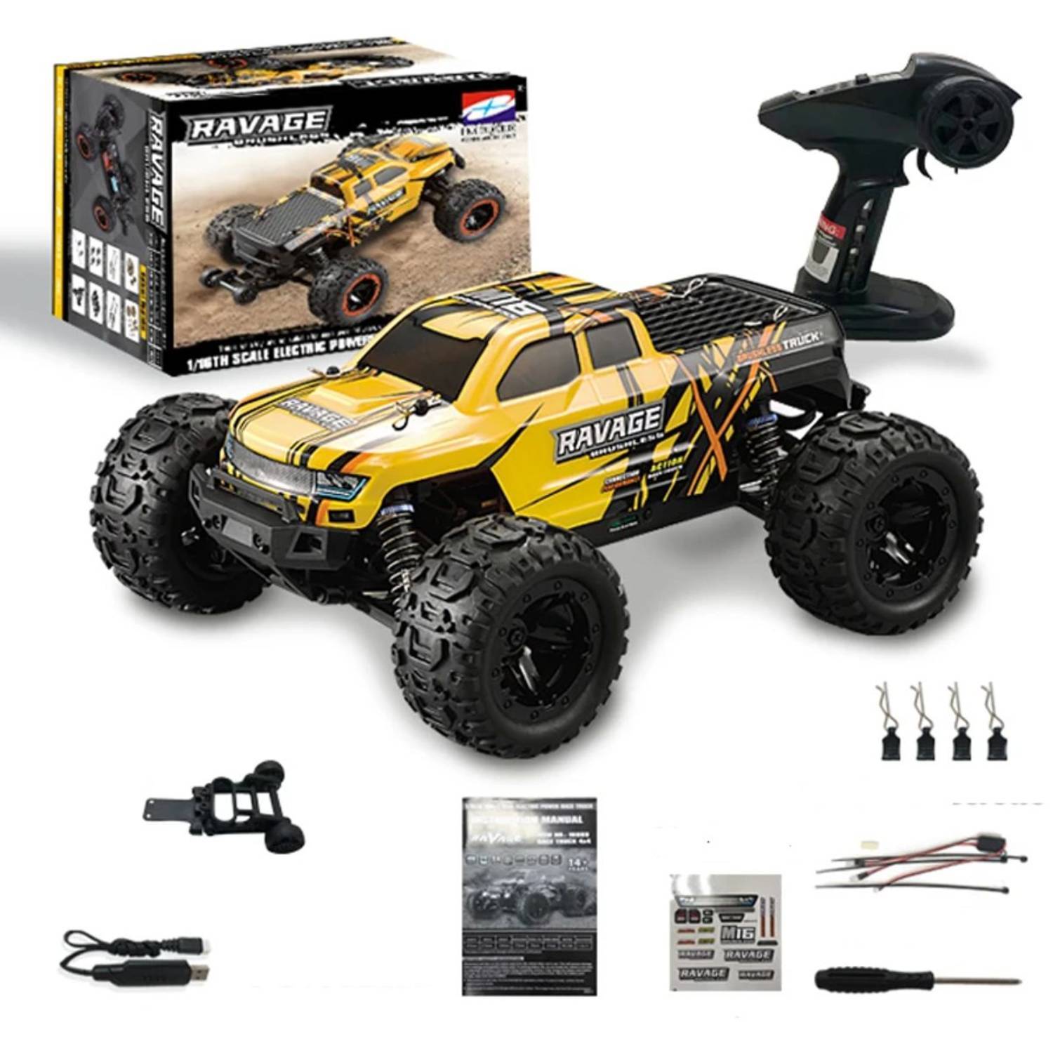 Радиоуправляемый монстр Haiboxing Ravage 4WD RTR - HBX-16889A-Yellow ...