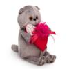 Мягкая игрушка BUDI BASA Кот Басик с сердцем из флиса и ситца 19 см - Ks19-236
