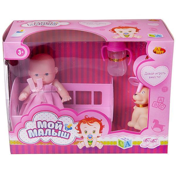 Пупс с кроваткой и аксессуарами Abtoys Мой малыш, 12 см - PT-01433
