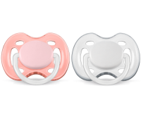 Пустышки силиконовая Philips AVENT Freeflow с 0 до 6 месяцев, 2 шт, розовая прозрачная - SCF178|26