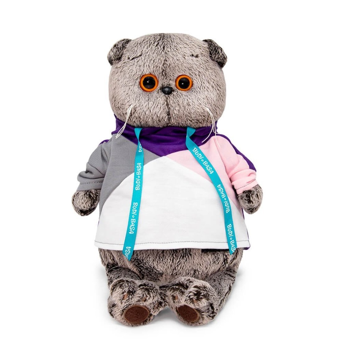 Мягкая игрушка Budi Basa Кот Басик в разноцветной толстовке 19 см - Ks19-180