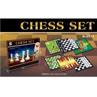Настольная игра 6 в 1, поле 24,5*24,5 см - 477J-6AT
