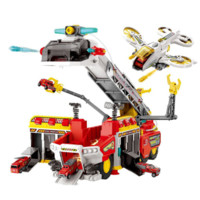 Игровой набор CS Toys Парковка - пожарная станция, свет, звук, полив водой - YY6032