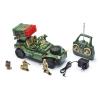 Р/У игрушка "Военный джип с зенитной установкой" MioshiArmy (30см, с фигурками 2 солдата и 1 собака, подсветка, звук) - MAR1207-009