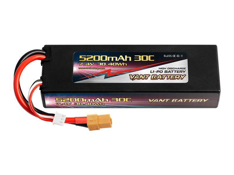 Аккумулятор Li-Po 7.4V 5200mAh 30C wire lead hardcase battery and XT60 plug - VTB-5200-30C-2S