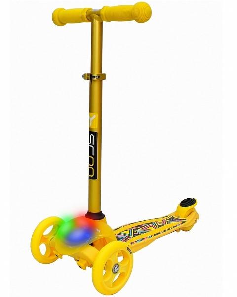 Самокат трехколесный Y-SCOO RT TRIO DIAMOND 120 Kaleidoscope светящаяся платформа yellow - 6515
