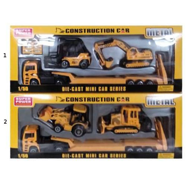 Игровой набор Junfa Toys Автовоз с 2 строительными машинами, 2 вида - F12