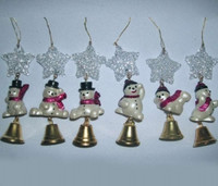 Подвеска Snowmen звезда, снеговик, колокольчик 9,5см - Е70420