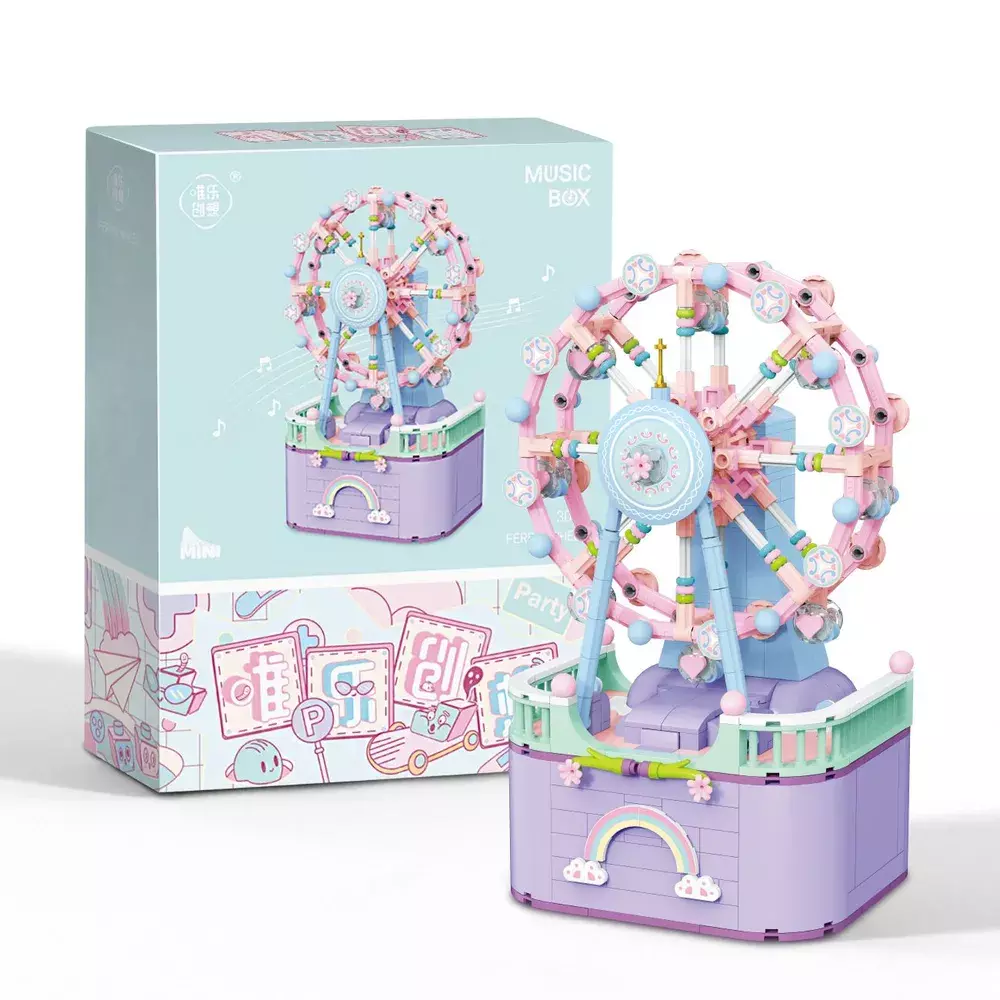 Конструктор RTOY 3D из миниблоков Веселая карусель колесо обозрения, музыка, 710 элементов - WL3002