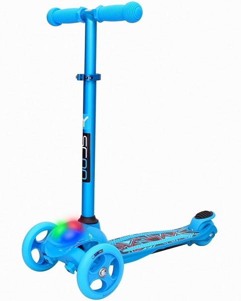 Самокат трехколесный Y-SCOO RT TRIO DIAMOND 120 Kaleidoscope светящаяся платформа blue - 6514