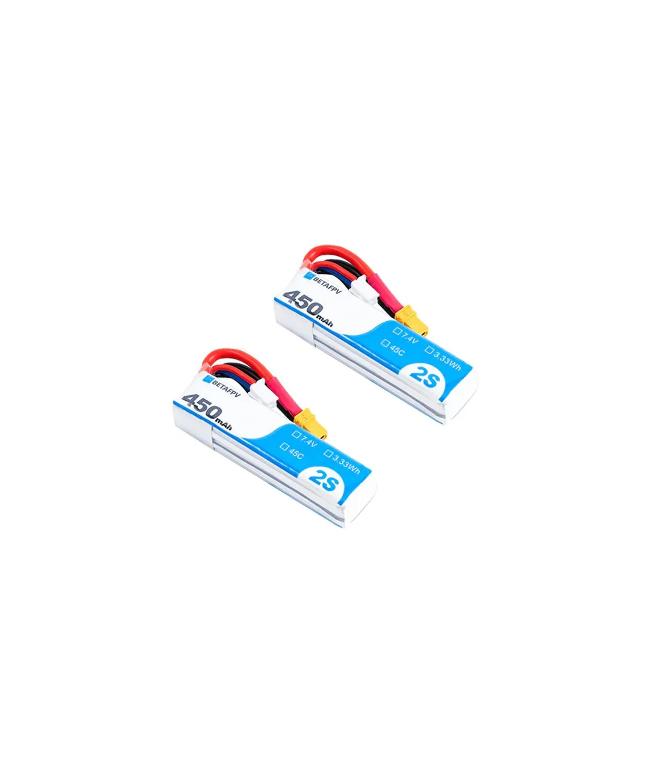 Аккумуляторы BetaFPV Li-Po 450mAh 2S 45C XT30 (2 шт.) - BetaFPV-01030006_1