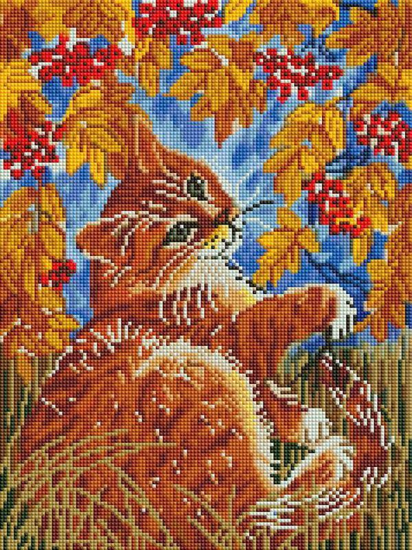 Алмазная мозаика на раме Белоснежка Кот с рябиной, 30*40 см - 604-ST-S
