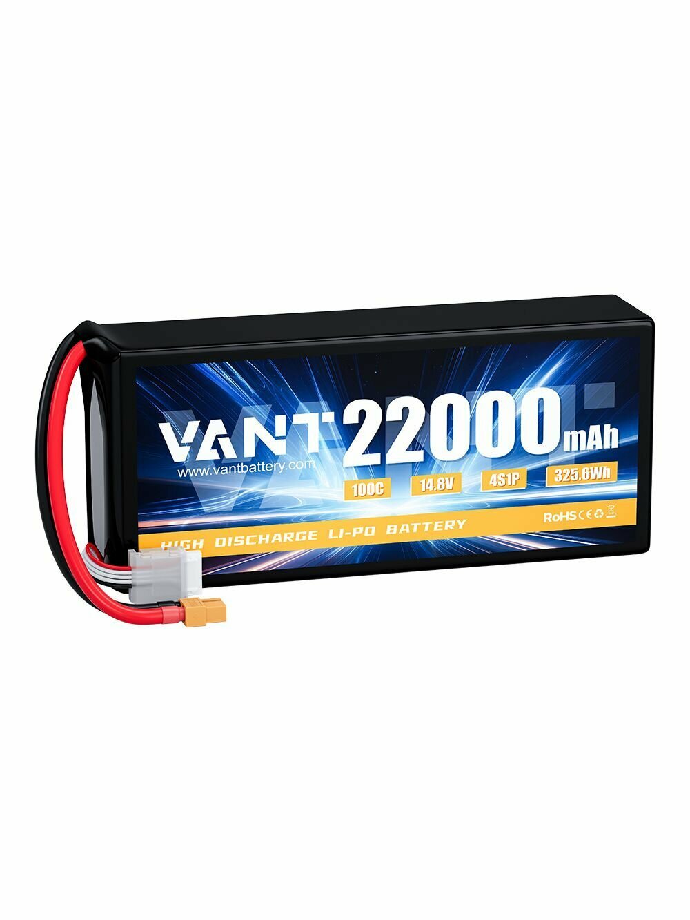 Аккумулятор LiPo Vant - 14.8В 22000мАч 100C (4S, мягкий корпус, разъём XT60) - VTB-4S-14.8V-22000mAh-100C