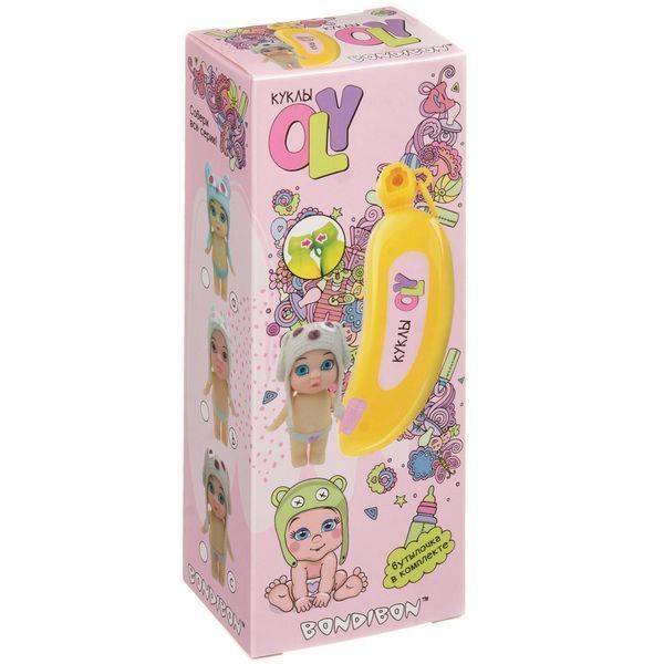Игровой набор Bondibon OLY Кукла в банане шапочке-ушанке с животным и аксессуарами - ВВ3844