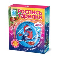 Роспись тарелки Зимний гость с наклейкой - 717057