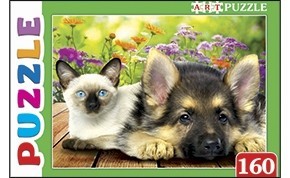 Пазл Рыжий кот *Artpuzzle. Сиамский котенок и щенок*, 160 элементов - ПА-4572