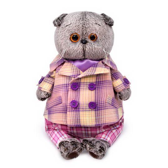 Мягкая игрушка Budi Basa Кот Басик в пиджаке в сиреневую клетку, 19 см - Ks19-151