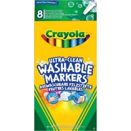 Фломастеры тонкие смываемые Crayola 8 шт, «Супер чисто» - 58-8330