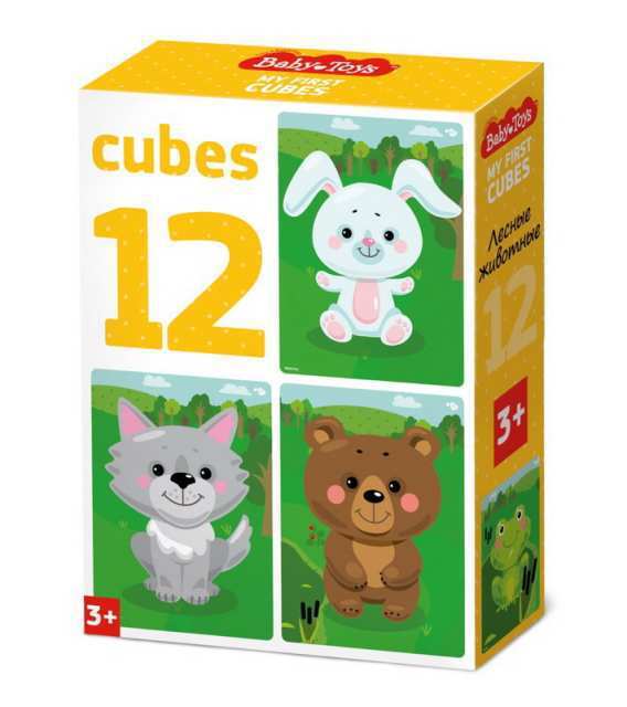 Кубики *Лесные животные* (без обклейки) 12 шт BABY TOYS - 03538ДК
