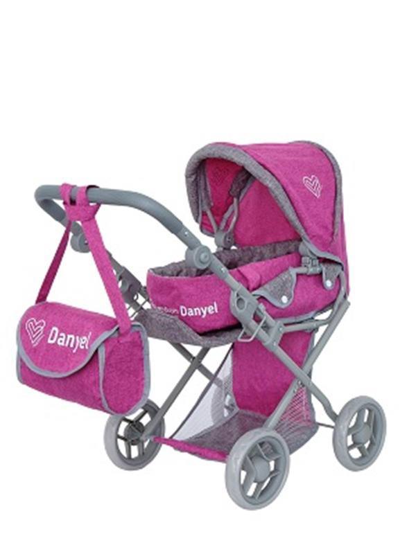 Коляска для кукол Buggy Boom Infinia - трансформер, классическая, Danyel темно-розовая с серым - 8450-2256